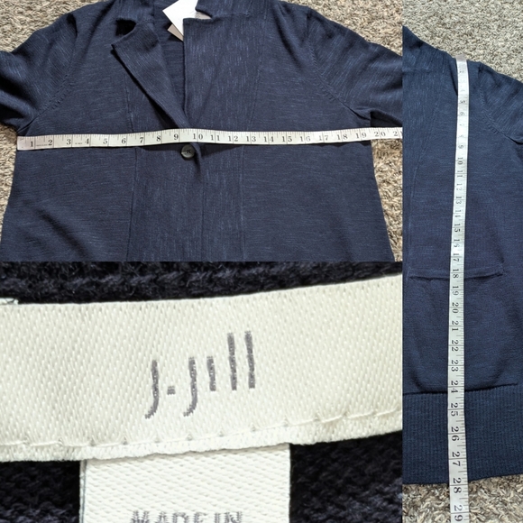 NWT J Jill Navy Blue Single Button Knit Collared Cardigan Sweater SP - Picture 10 of 10